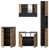 Badm�bel Set 4-teilig Livia in Artisan Eiche und grau Badkombination 200 x 192 cm