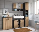 Badm�bel Set 3-teilig Livia in Artisan Eiche und grau Badkombination 155 x 180 cm