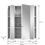 Badezimmer Spiegelschrank Cover in wei� Badschrank 3-t�rig 60 x 70 cm