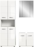 Badm�bel Set 3-teilig Cover in wei� Hochglanz Badkombination 135 x 185 cm