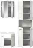 Badm�bel Set 3-teilig Cover in wei� Hochglanz Badkombination 135 x 185 cm