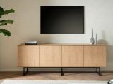 TV-Lowboard Breda in Stone Eiche 200 x 70 cm, mit Push-to-Open und Komforth�he