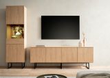 Wohnwand Breda in Stone Eiche Wohnkombination 2-teilig 273 cm, mit Push-to-Open