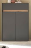 Schuhschrank Center in grau matt und Wotan Eiche Flurkommode 85 x 122 cm