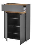 Schuhschrank Center in grau matt und Wotan Eiche Flurkommode 85 x 122 cm