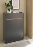 Schuhschrank Center in grau matt und Wotan Eiche Flurkommode 85 x 122 cm