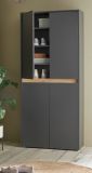 Schuhschrank Center in grau matt und Wotan Eiche Flurschrank 85 x 195 cm
