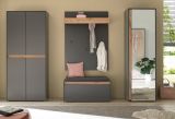 Schuhschrank Center in grau matt und Wotan Eiche Flurschrank 85 x 195 cm