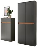 Garderobe Set 2-teilig Center in grau matt und Wotan Eiche Garderobenkombination 180 x 195 cm