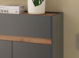 Garderobe Set 4-teilig Center in grau matt und Wotan Eiche Garderobenkombination 195 x 200 cm