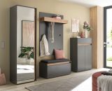 Garderobe Set 5-teilig Center in grau matt und Wotan Eiche Garderobenkombination 265 x 200 cm