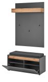 Garderobe Set 5-teilig Center in grau matt und Wotan Eiche Garderobenkombination 265 x 200 cm