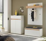 Schuhschrank Center in wei� und Wotan Eiche Flurkommode 85 x 122 cm