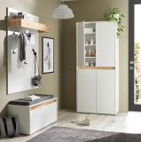 Schuhschrank Center in wei� und Wotan Eiche Flurschrank 85 x 195 cm