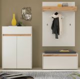 Garderobe Set 4-teilig Center in wei� und Wotan Eiche Garderobenkombination 195 x 200 cm