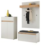 Garderobe Set 4-teilig Center in wei� und Wotan Eiche Garderobenkombination 195 x 200 cm