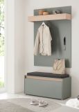 Garderobenpaneel Center in Salbei und Barista Eiche Wandgarderobe 100 x 135 cm