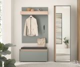 Garderobe Set 3-teilig Center in Salbei und Barista Eiche Garderobenkombination 100 x 200 cm