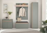 Garderobe Set 6-teilig Center Salbei und Barista Eiche 260 x 200 cm, Komplett-Set inkl. Sitzkissen