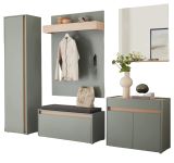 Garderobe Set 6-teilig Center Salbei und Barista Eiche 260 x 200 cm, Komplett-Set inkl. Sitzkissen