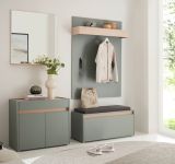 Garderobe Set 5-teilig Center in Salbei und Barista Eiche Garderobenkombination 190 x 200 cm