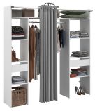 Parisot Kleiderschrank Nivo in Wei� und Grau Mehrzweckschrank mit Vorhang 198 x 203 cm
