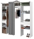 Parisot Kleiderschrank Nivo in Wei� und Grau Mehrzweckschrank mit Vorhang 198 x 203 cm