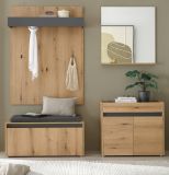 Garderobe Set 5-teilig Center in Evoke Eiche und grau Garderobenkombination 190 x 200 cm