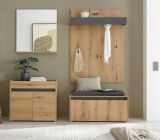 Garderobe Set 5-teilig Center in Evoke Eiche und grau Garderobenkombination 190 x 200 cm