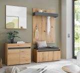 Garderobe Set 5-teilig Center in Evoke Eiche und grau Garderobenkombination 190 x 200 cm