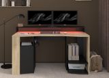 Gamingtisch Meta in Eiche und schwarz Gamer Schreibtisch inkl. LED mit Farbwechsel 152 cm