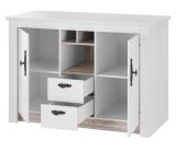 K�chenschrank Rovola in wei� Pinie Landhaus K�che Unterschrank f�r Sp�le oder Kochfeld 129 cm, Soft-Close