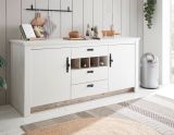 K�chenschrank Rovola in wei� Pinie Landhaus K�che Unterschrank f�r Sp�le oder Kochfeld 202 cm, Soft-Close