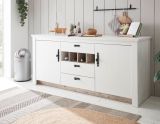 K�chenschrank Rovola in wei� Pinie Landhaus K�che Unterschrank f�r Sp�le oder Kochfeld 202 cm, Soft-Close