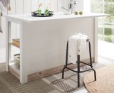 K�chentheke Rovola in wei� Pinie Landhaus K�cheninsel freistehend 161 x 90 cm, Soft-Close