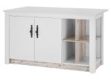 K�chentheke Rovola in wei� Pinie Landhaus K�cheninsel freistehend 161 x 90 cm, Soft-Close