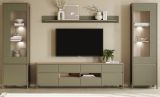 Wohnwand Finnes in Salbei und Eiche Wohnkombination skandinavisch 4-teilig 339 cm, Soft-Close