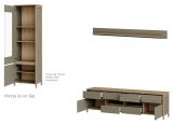 Wohnwand Finnes in Salbei und Eiche Wohnkombination skandinavisch 4-teilig 339 cm, Soft-Close