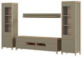 Wohnwand Finnes in Salbei und Eiche Wohnkombination skandinavisch 4-teilig 339 cm, Soft-Close