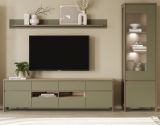 Wohnwand Finnes in Salbei und Eiche Wohnkombination skandinavisch 3-teilig 266 cm, Soft-Close