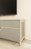 Wohnwand Finnes in Salbei und Eiche Wohnkombination skandinavisch 3-teilig 266 cm, Soft-Close