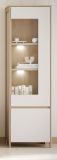 Vitrine Finnes in wei� und Eiche Vitrinenschrank skandinavisch 58 x 195 cm, Soft-Close