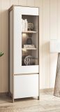 Vitrine Finnes in wei� und Eiche Vitrinenschrank skandinavisch 58 x 195 cm, Soft-Close