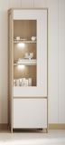 Vitrine Finnes in wei� und Eiche Vitrinenschrank skandinavisch 58 x 195 cm, Soft-Close