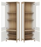 Vitrine Finnes in wei� und Eiche Vitrinenschrank skandinavisch 58 x 195 cm, Soft-Close