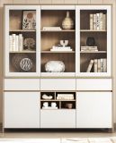 Buffet Finnes in wei� und Eiche Vitrinenschrank skandinavisch 164 x 195 cm, Soft-Close