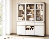 Buffet Finnes in wei� und Eiche Vitrinenschrank skandinavisch 164 x 195 cm, Soft-Close