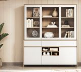 Buffet Finnes in wei� und Eiche Vitrinenschrank skandinavisch 164 x 195 cm, Soft-Close