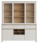 Buffet Finnes in wei� und Eiche Vitrinenschrank skandinavisch 164 x 195 cm, Soft-Close