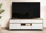 TV-Lowboard Finnes in wei� und Eiche TV Unterteil skandinavisch 164 cm, Soft-Close